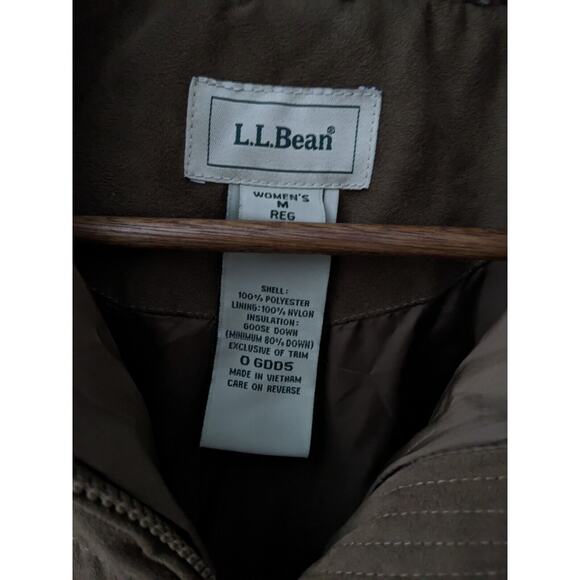 Coat Warm Faux Suede LL Bean Quilted Goose Down Brown Sherpa Collar Women's M - Picture 7 of 7